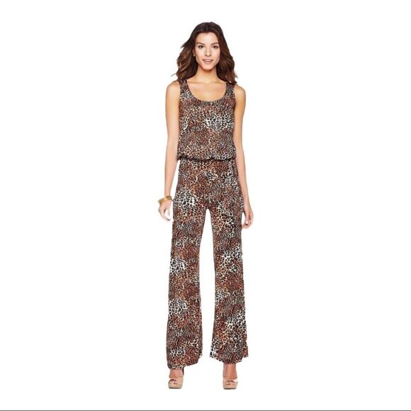 Tiana B. Animal Print Tank Jumpsuit with Keyhole Back & Tie Belt; SZ S; NWOT - Picture 1 of 9